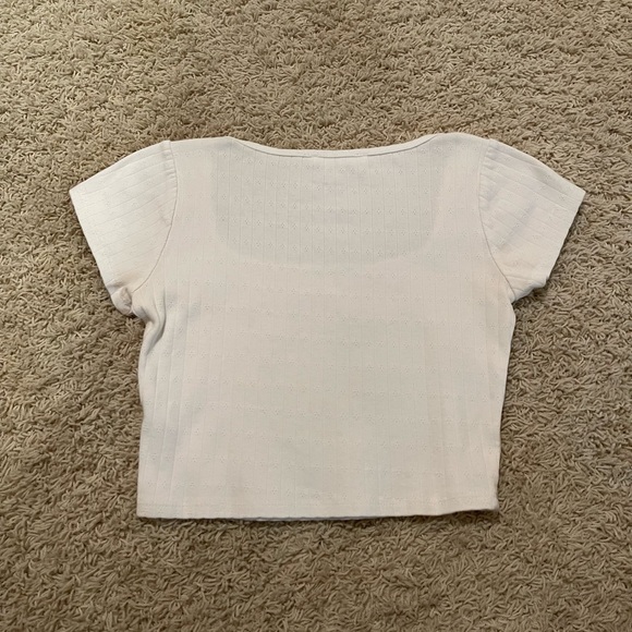 White Pointelle Bow Top - Picture 2 of 4